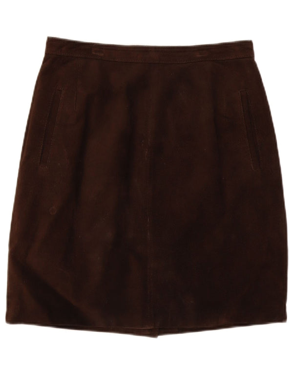 Saia feminina vintage de camurça IT 44 médio W28 couro marrom