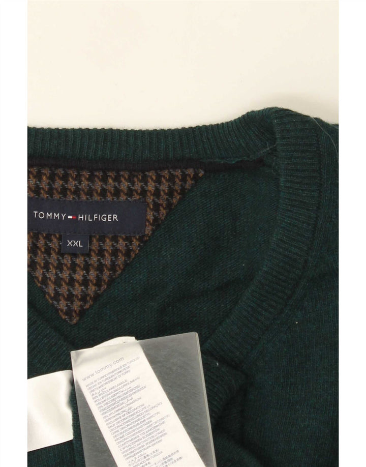Suéter masculino Tommy Hilfiger com decote em V 2XL lã verde