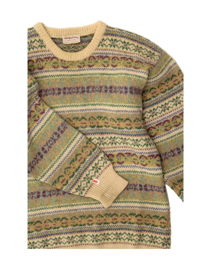 Suéter masculino MICHAEL ROSS com gola redonda e pequeno verde Fair Isle