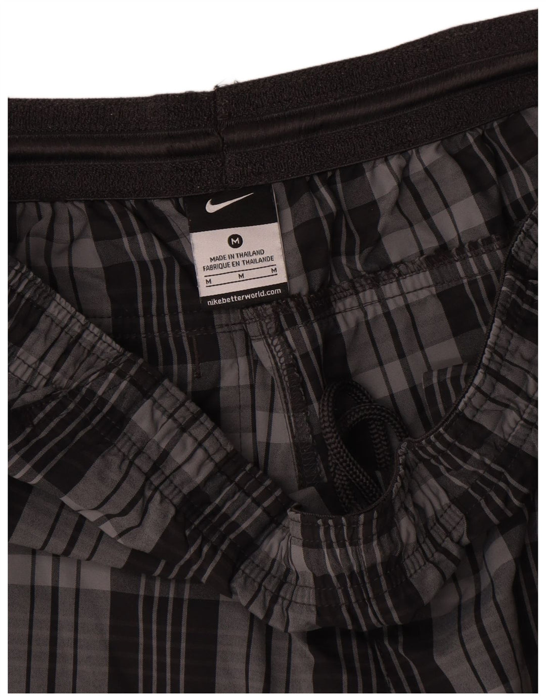 Shorts esportivos masculinos Nike médio cinza xadrez poliéster