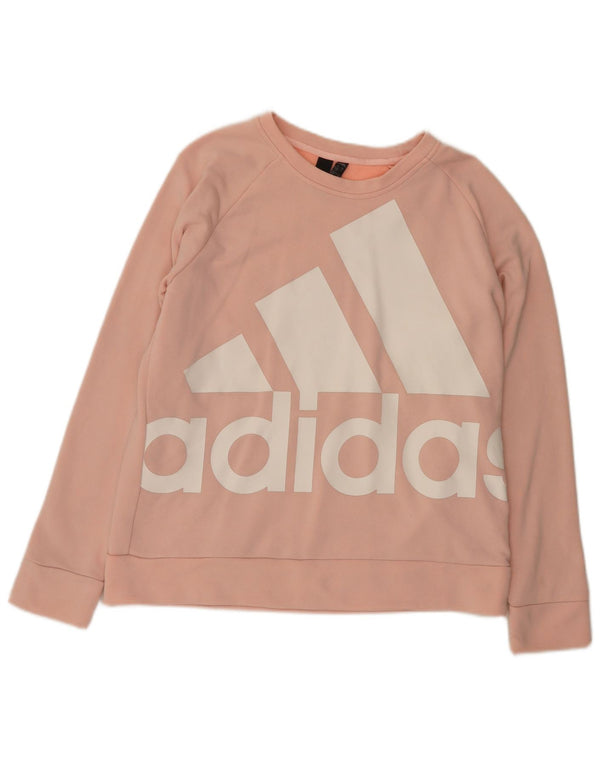 Adidas feminino gráfico moletom jumper reino unido 20/22 XL algodão rosa