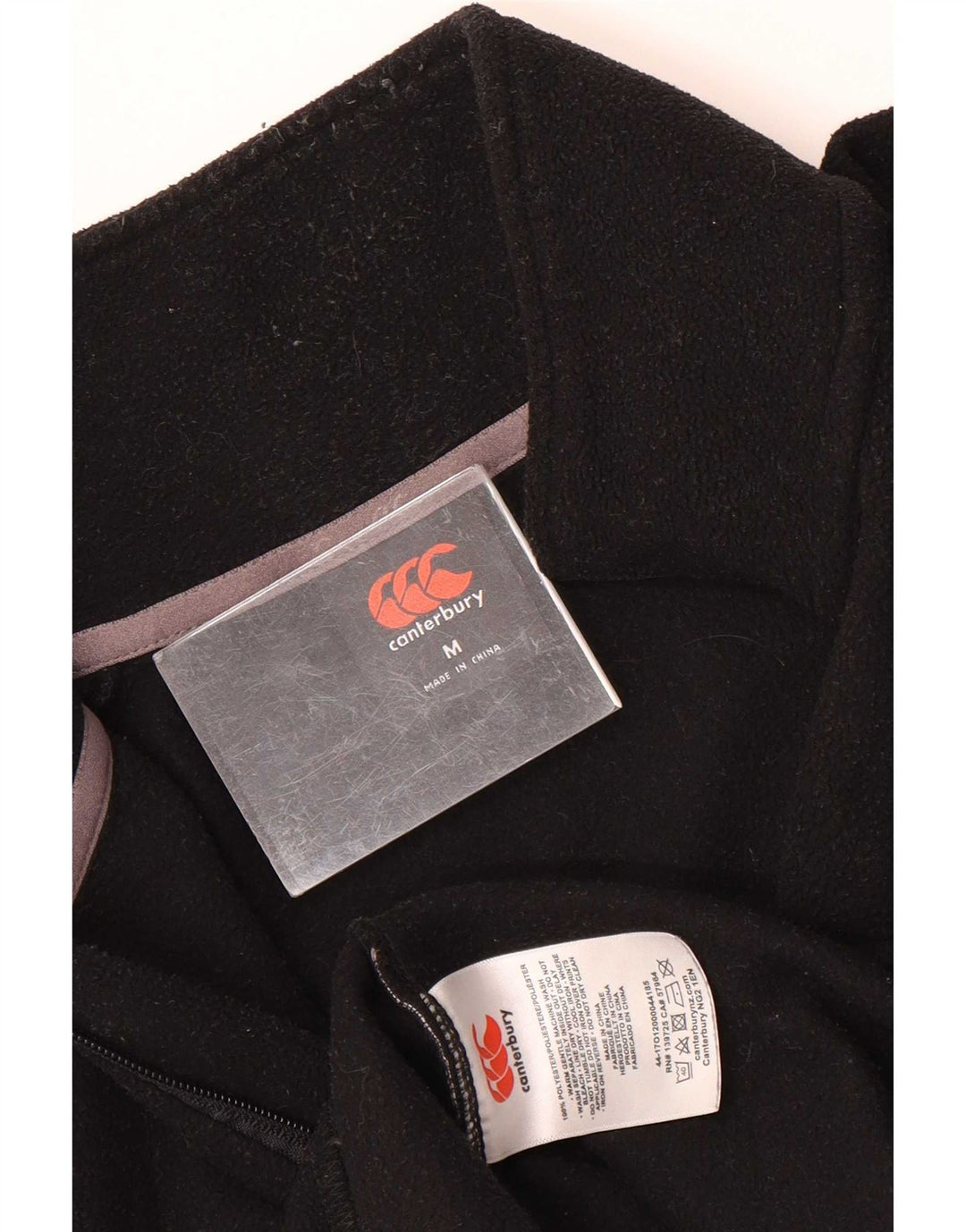 Suéter masculino Canterbury com zíper e gola em poliéster preto médio