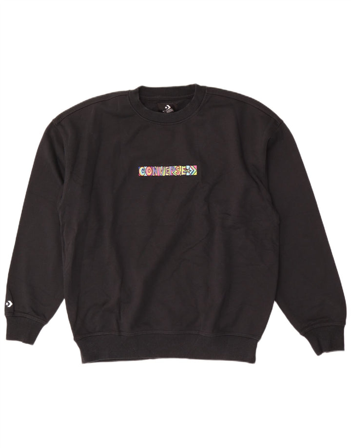 Converse masculino gráfico moletom jumper médio algodão preto
