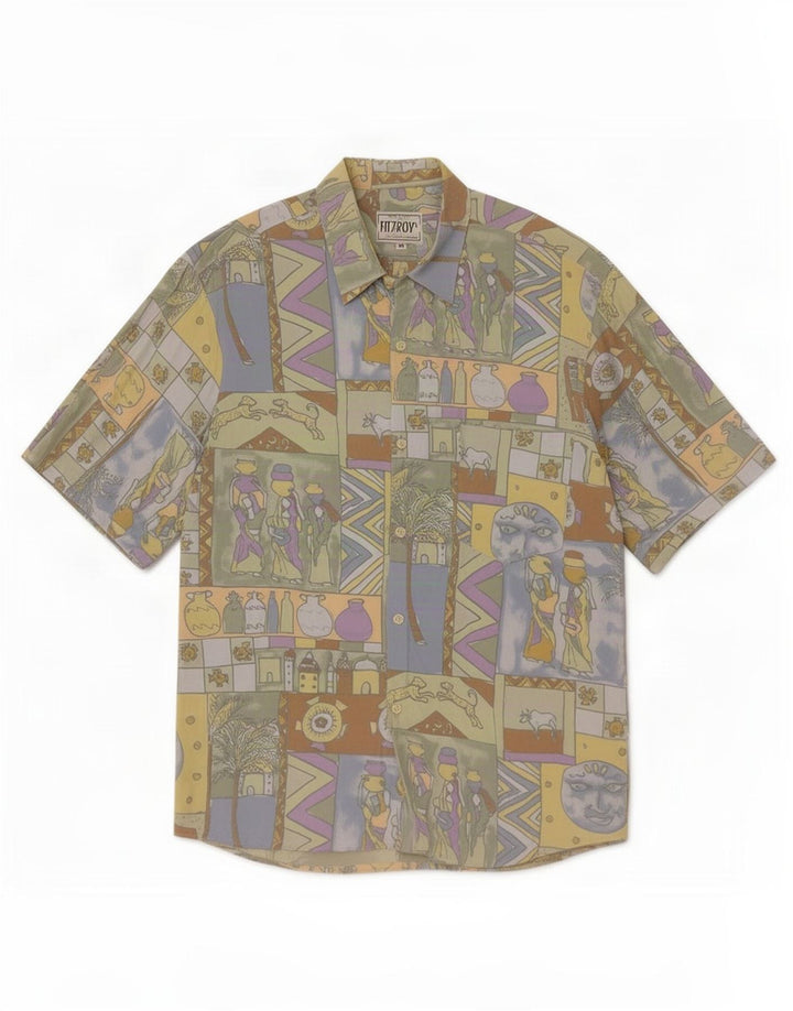 Fitzroy Mens Abstract Pattern Camisa de manga curta média multicolorida