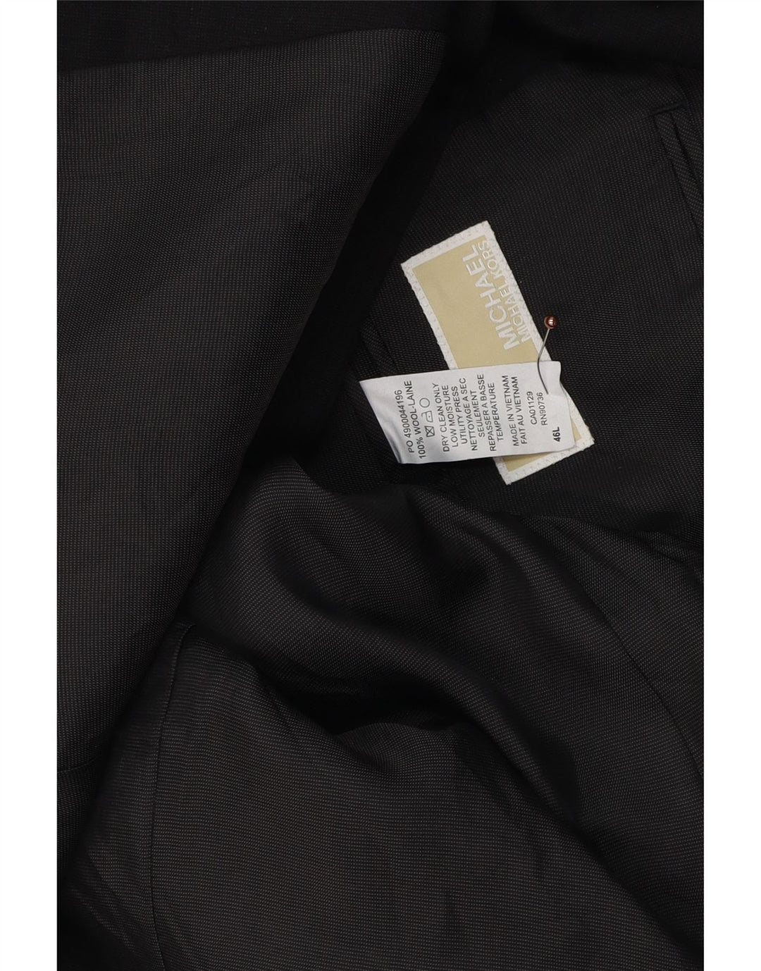 Jaqueta blazer masculina Michael Kors Longline 2 botões Reino Unido 46 3XL lã preta