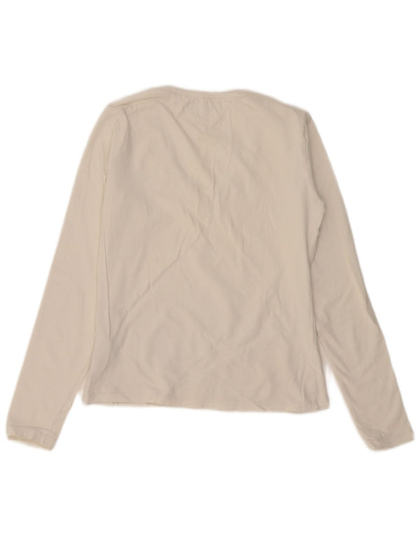 Top feminino Tommy Hilfiger manga comprida UK 12 algodão branco médio