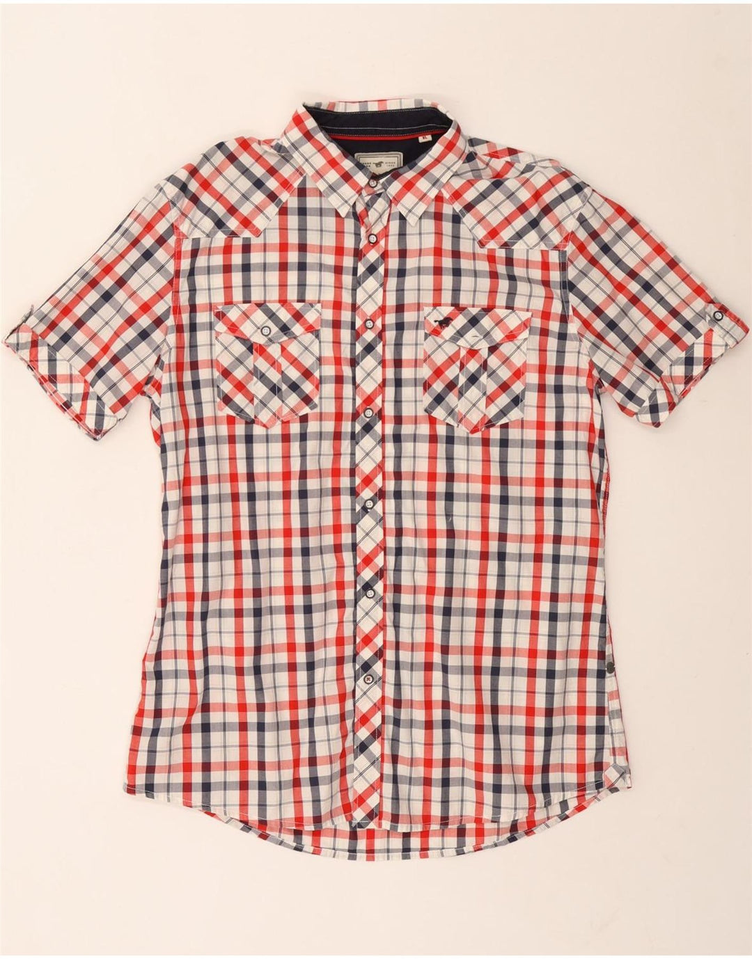 Camisa masculina de manga curta Mustang XL algodão xadrez multicolorido