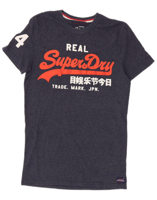 Camiseta gráfica masculina Superdry Top XS azul marinho algodão