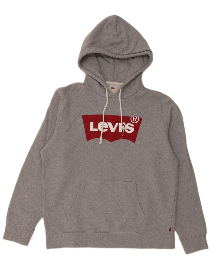 LEVI'S Masculino Padrão Padrão Ajuste Gráfico Moletom Com Capuz Grande Algodão Cinza