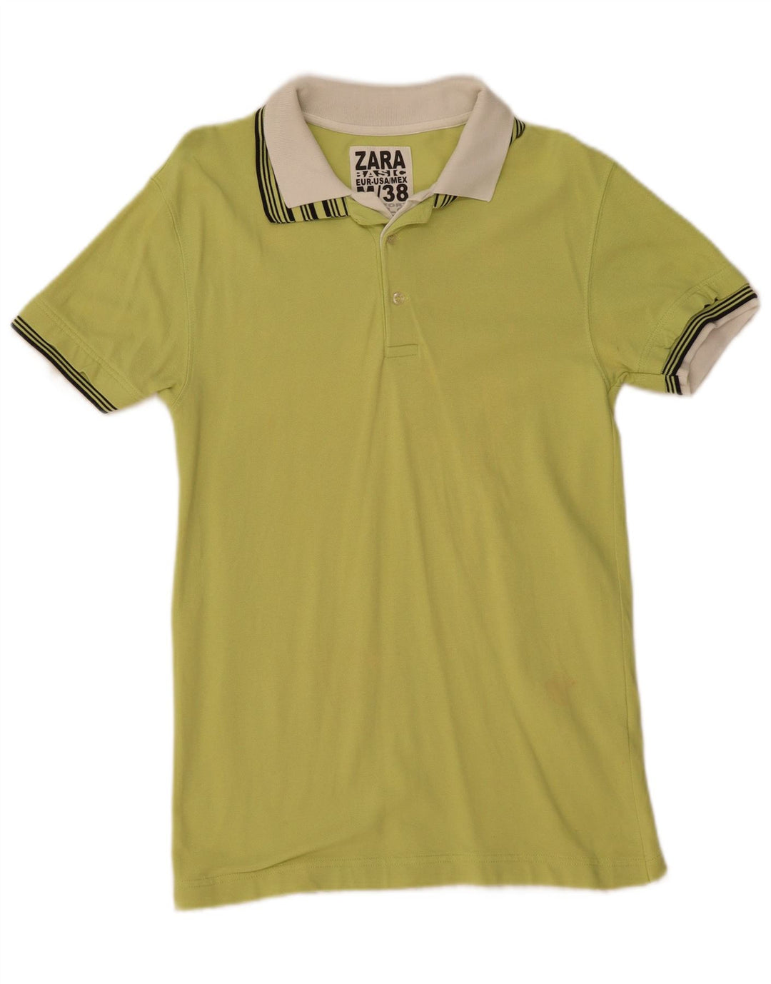 Camisa polo masculina ZARA algodão verde médio