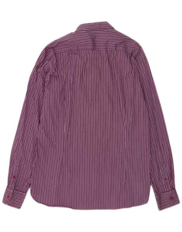 Camisa masculina Ted Baker tamanho 5 XL algodão listrado roxo