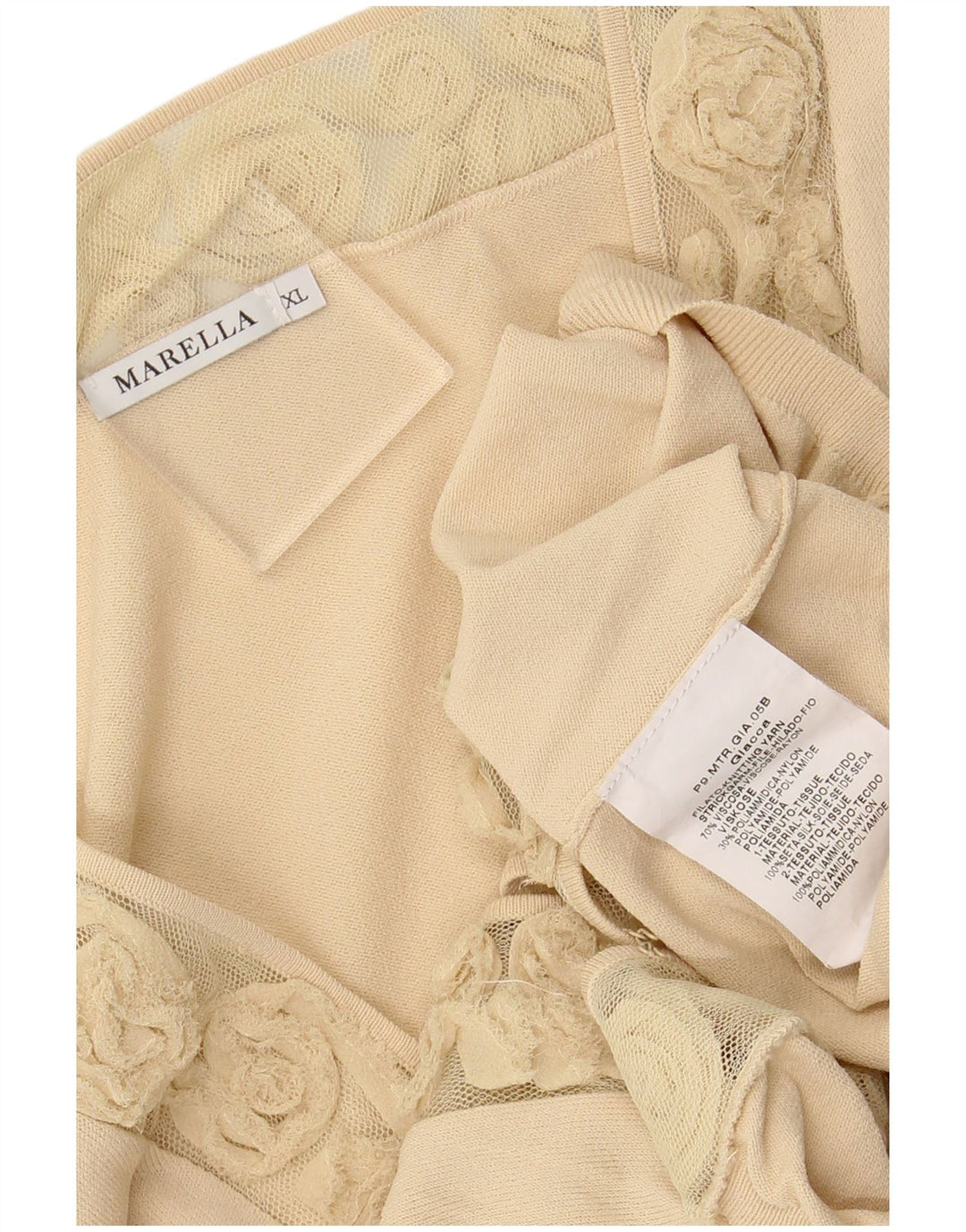 Suéter cardigã feminino MARELLA UK 18 XL bege viscose