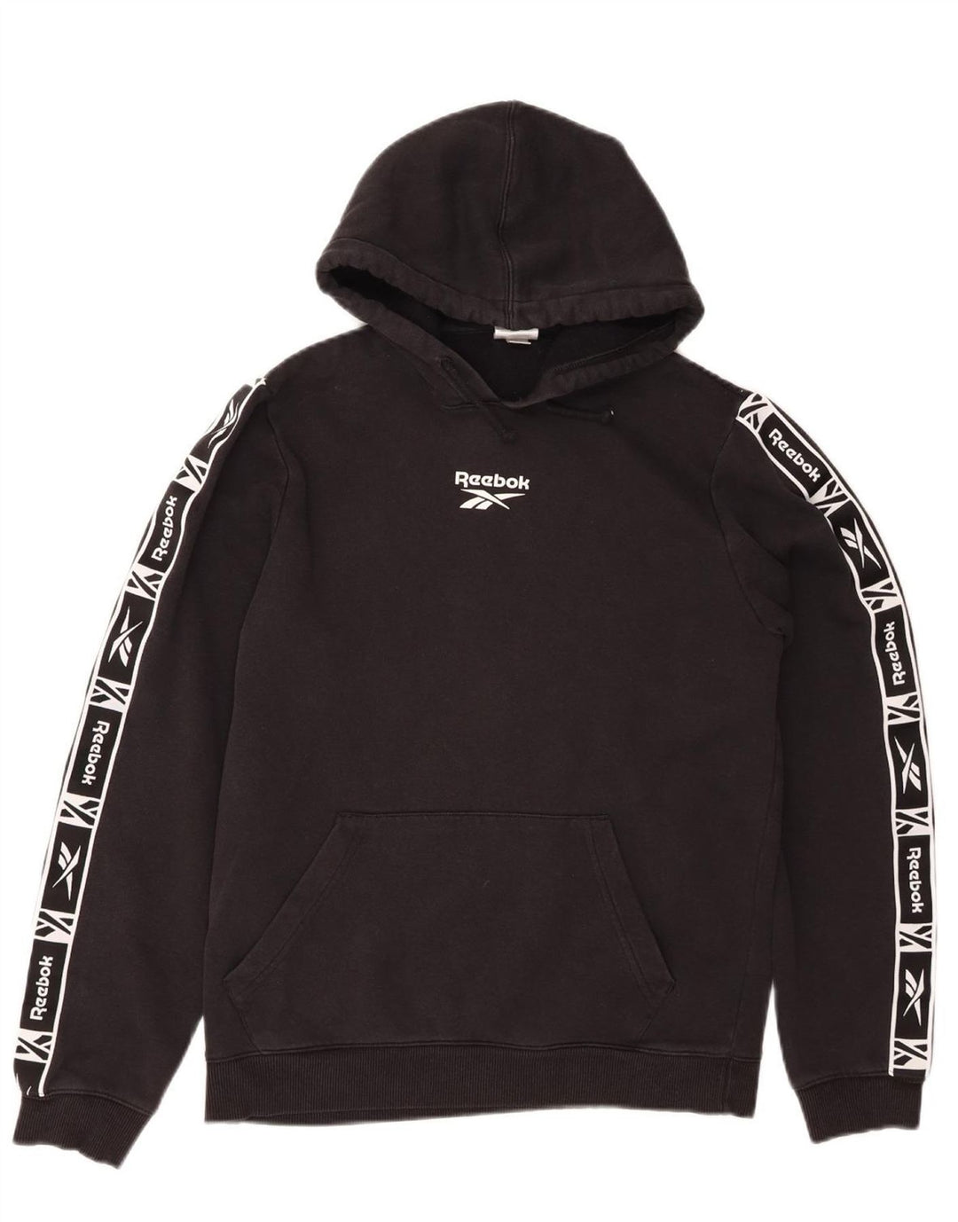 REEBOK masculino gráfico moletom com capuz pequeno algodão preto