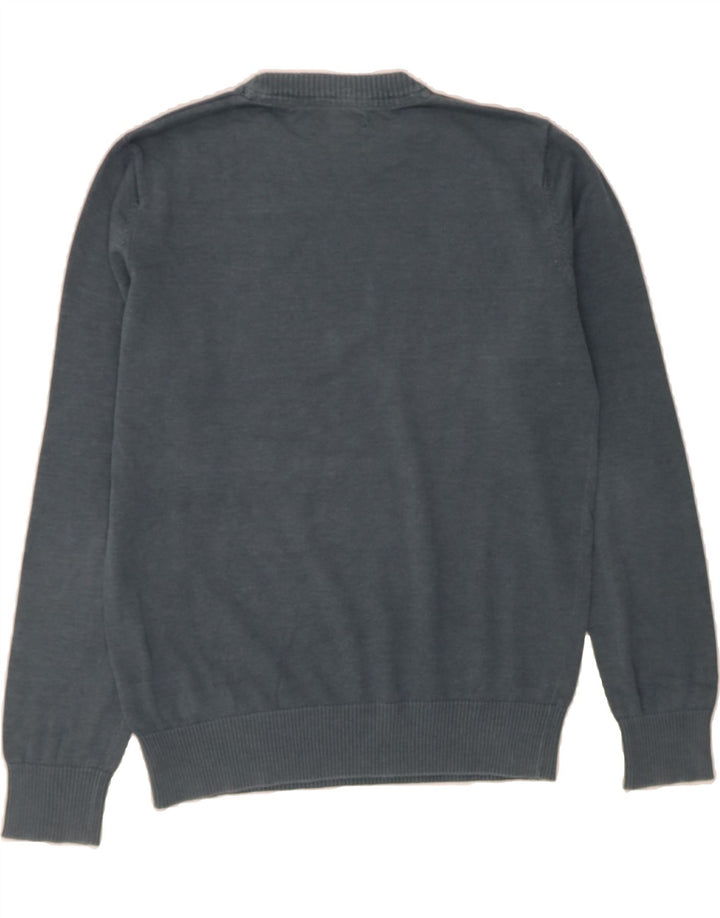 JACK & JONES Mens Graphic Crew Neck Jumper Sweater Large Navy Blue Cotton Vintage Jack & Jones and Second-Hand Jack & Jones from Messina Hembry 