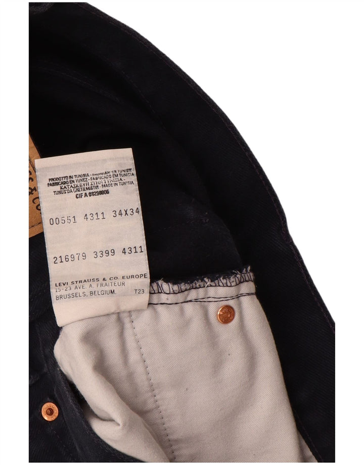 Levi's Masculino 551 Straight Jeans W34 L30 Azul Marinho Algodão