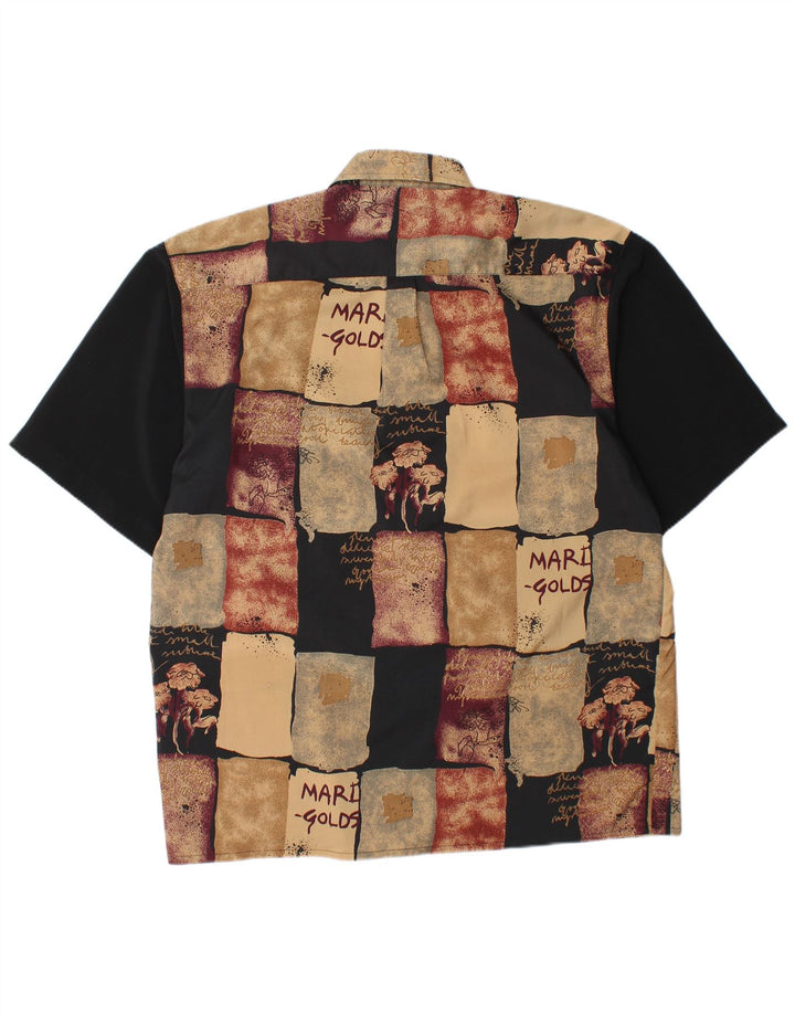 Camisa masculina de manga curta DAY-X tamanho 15 1/2 poliéster bege médio patchwork