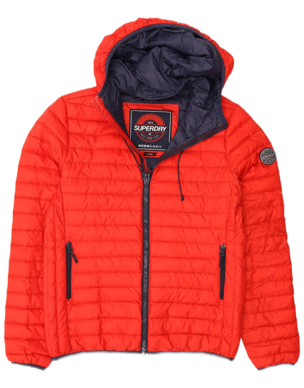 Jaqueta acolchoada com capuz masculina Superdry UK 40 poliéster vermelho grande