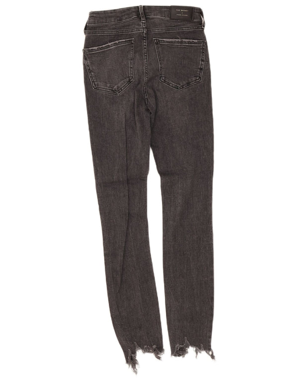 Zara Jeans skinny feminino desgastado EU 34 2XS W24 L28 algodão cinza