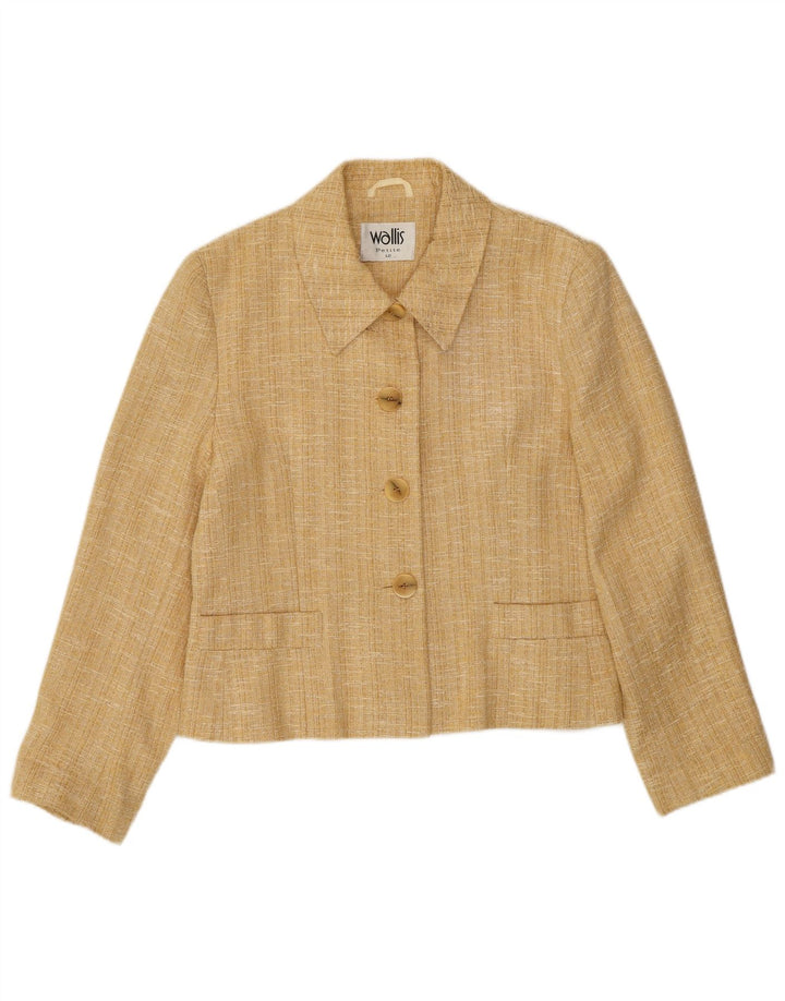 Jaqueta blazer feminina WALLIS Petite Crop 4 botões Reino Unido 12 médio bege