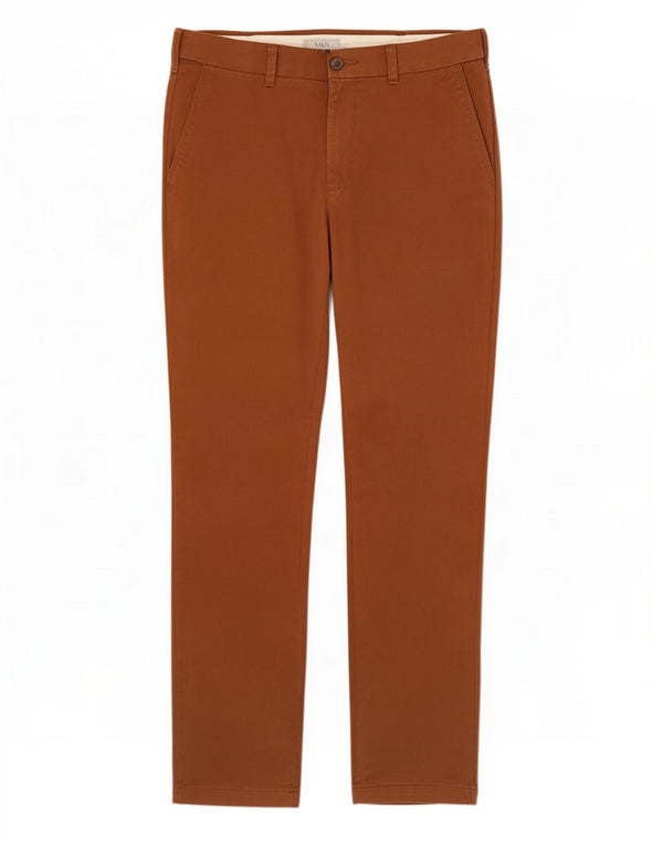 Calça Chino Cônica Masculina Marks & Spencer W32 L33 Algodão Marrom