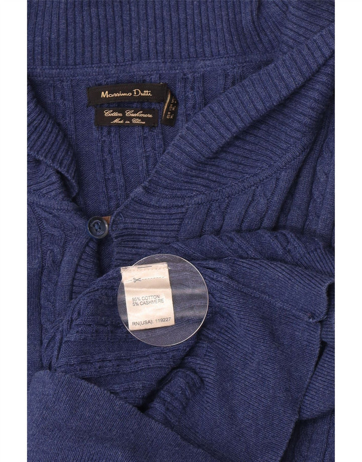Suéter feminino Massimo Dutti com gola xale Reino Unido 18 XL algodão azul