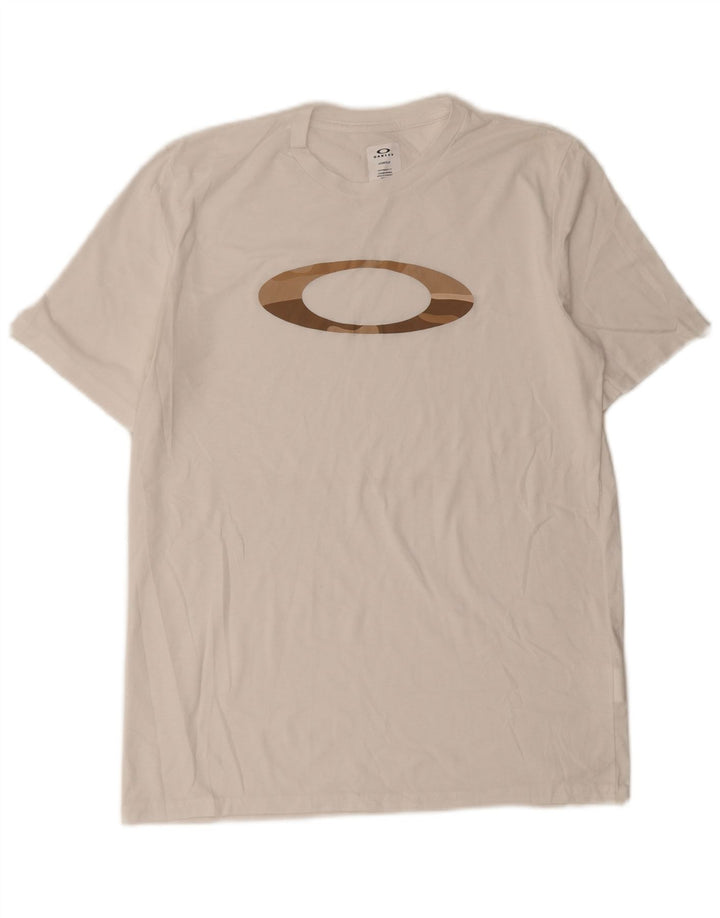 Oakley Mens Graphic T-Shirt Top Grande Branco