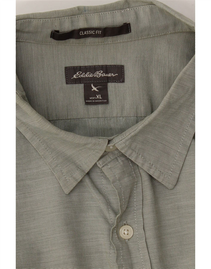 EDDIE BAUER Mens Classic Fit Shirt XL Khaki Pinstripe Cotton Vintage Eddie Bauer and Second-Hand Eddie Bauer from Messina Hembry 
