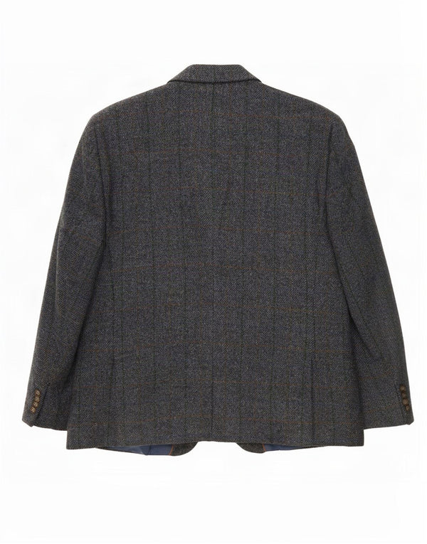 Jaqueta blazer masculina de 2 botões Harris Tweed IT 52 XL cinza xadrez lã