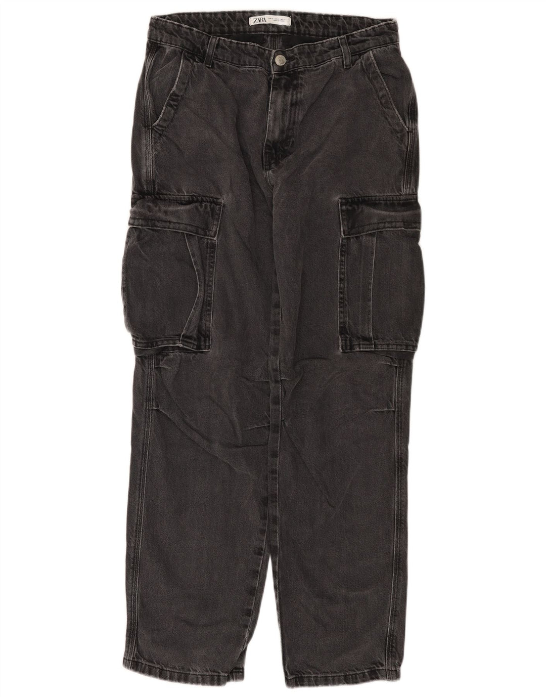 Zara Mens Cargo Straight Jeans EU 40 Médio W31 L31 Cinza