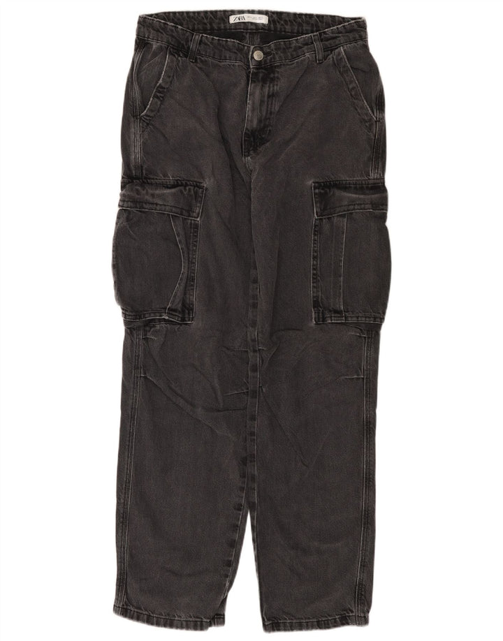 Zara Mens Cargo Straight Jeans EU 40 Médio W31 L31 Cinza
