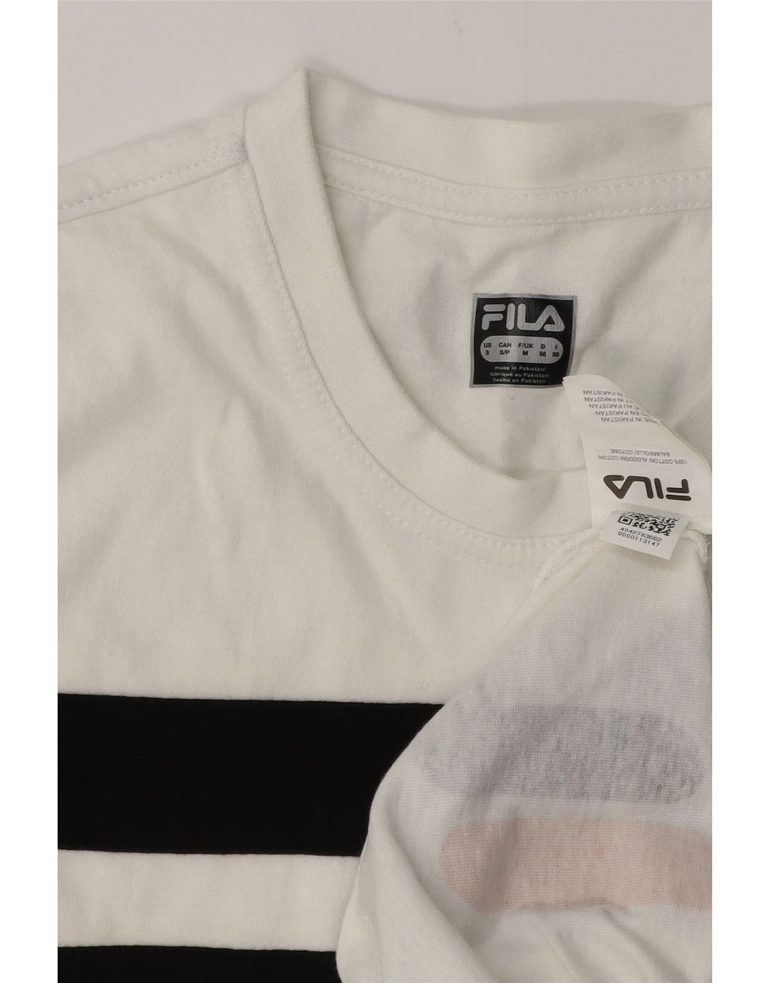 Camiseta masculina gráfica FILA Top médio de algodão listrado branco