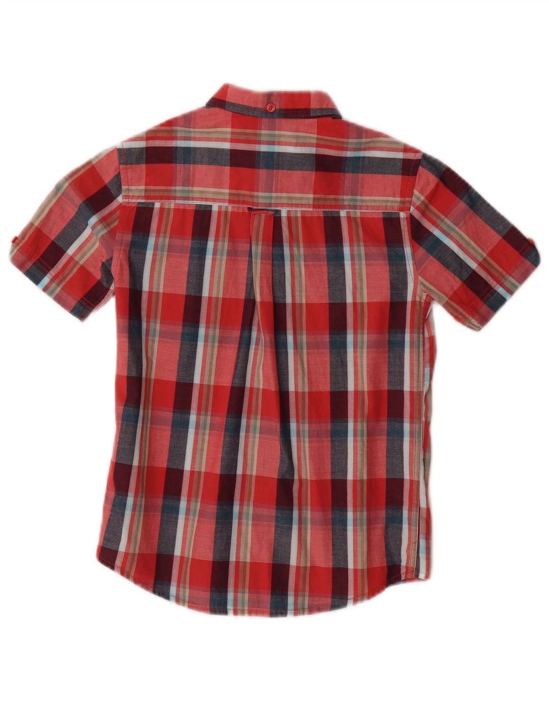 Camisa masculina de manga curta BEN SHERMAN 8-9 anos algodão xadrez vermelho