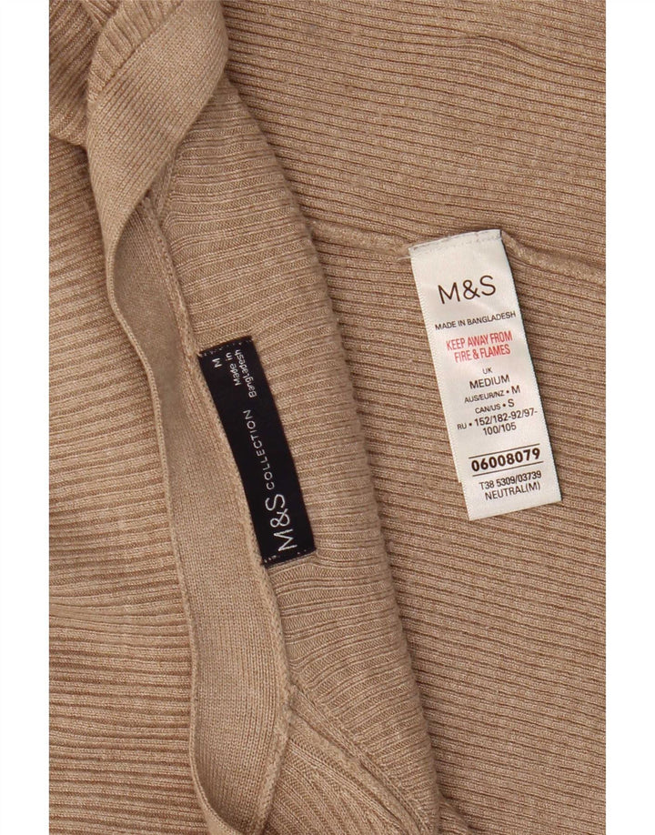 Suéter cardigã aberto feminino Marks & Spencer Reino Unido 14 viscose bege médio