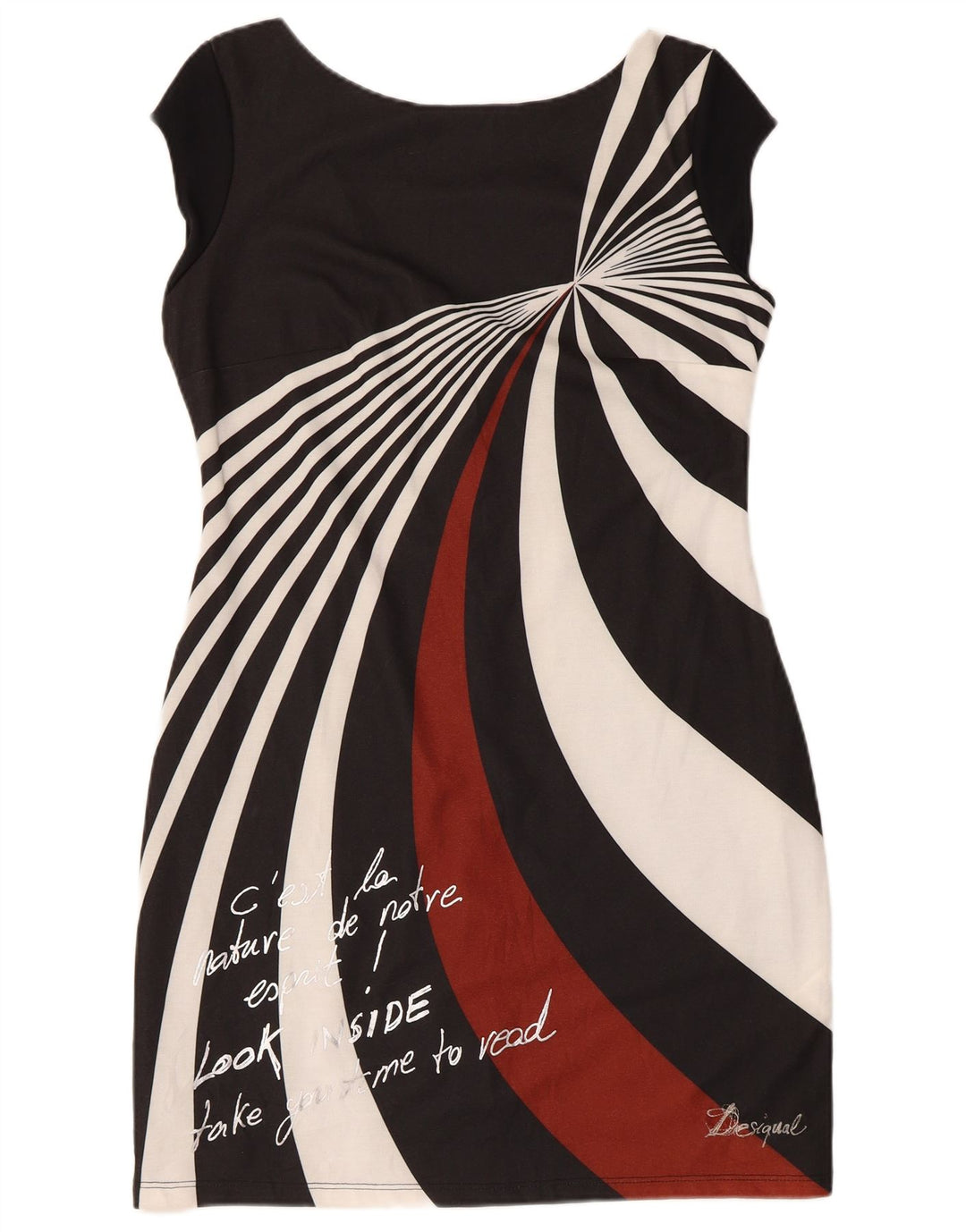 Vestido feminino Desigual com bainha gráfica UK 18 XL preto poliéster