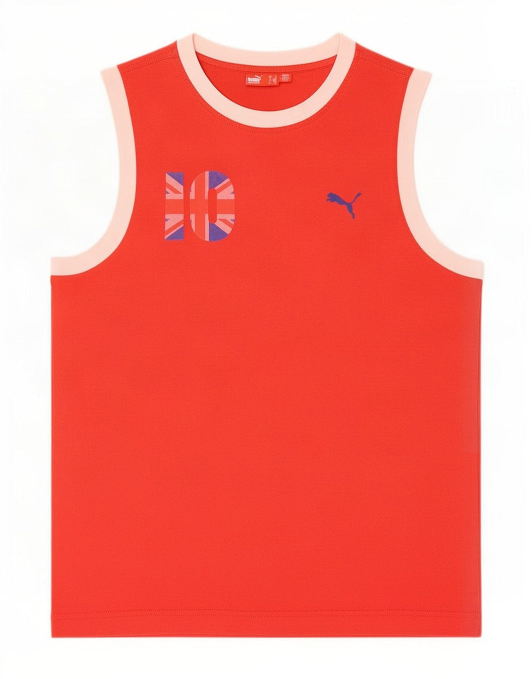 Puma masculino gráfico colete top médio vermelho colorblock