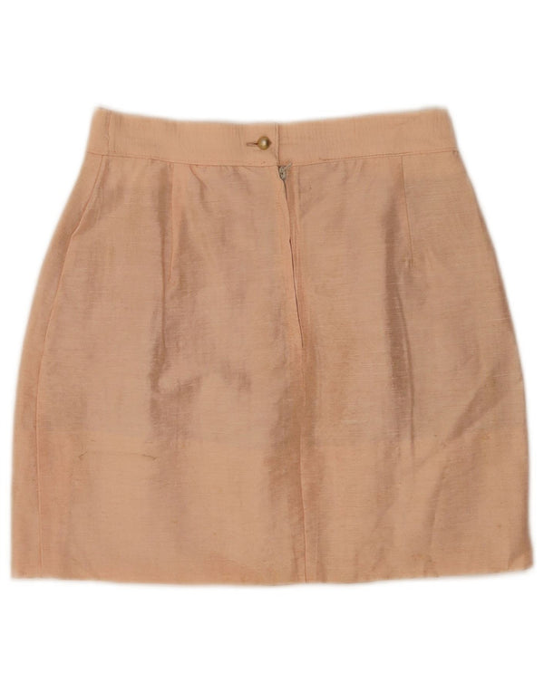 Mini saia feminina vintage de cintura alta IT 42 Médio W24 Bege