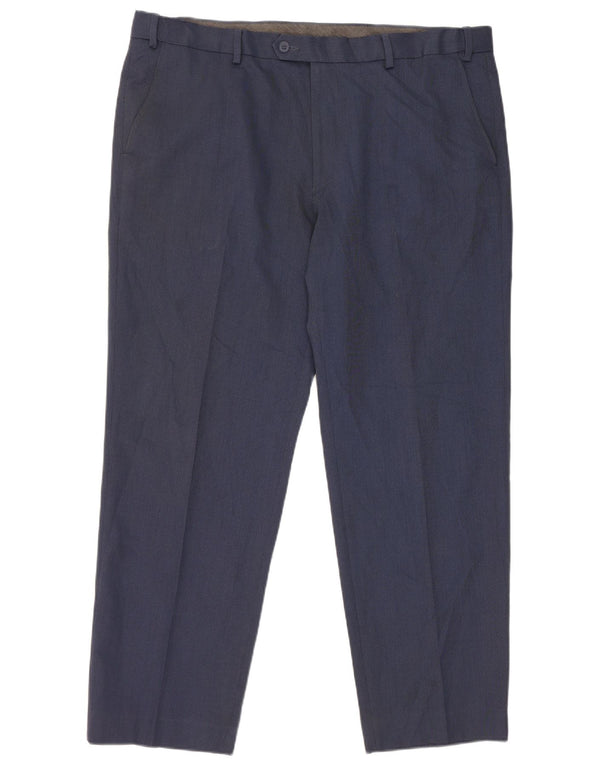 Calça masculina de ajuste regular Marks & Spencer W40 L29 poliéster azul marinho