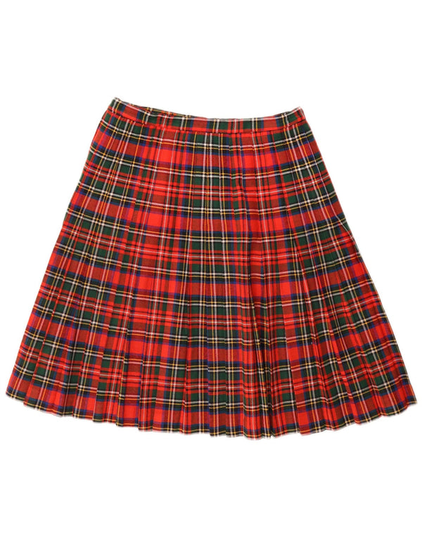 Saia feminina vintage de cintura alta IT 46 grande W30 vermelho xadrez acrílico