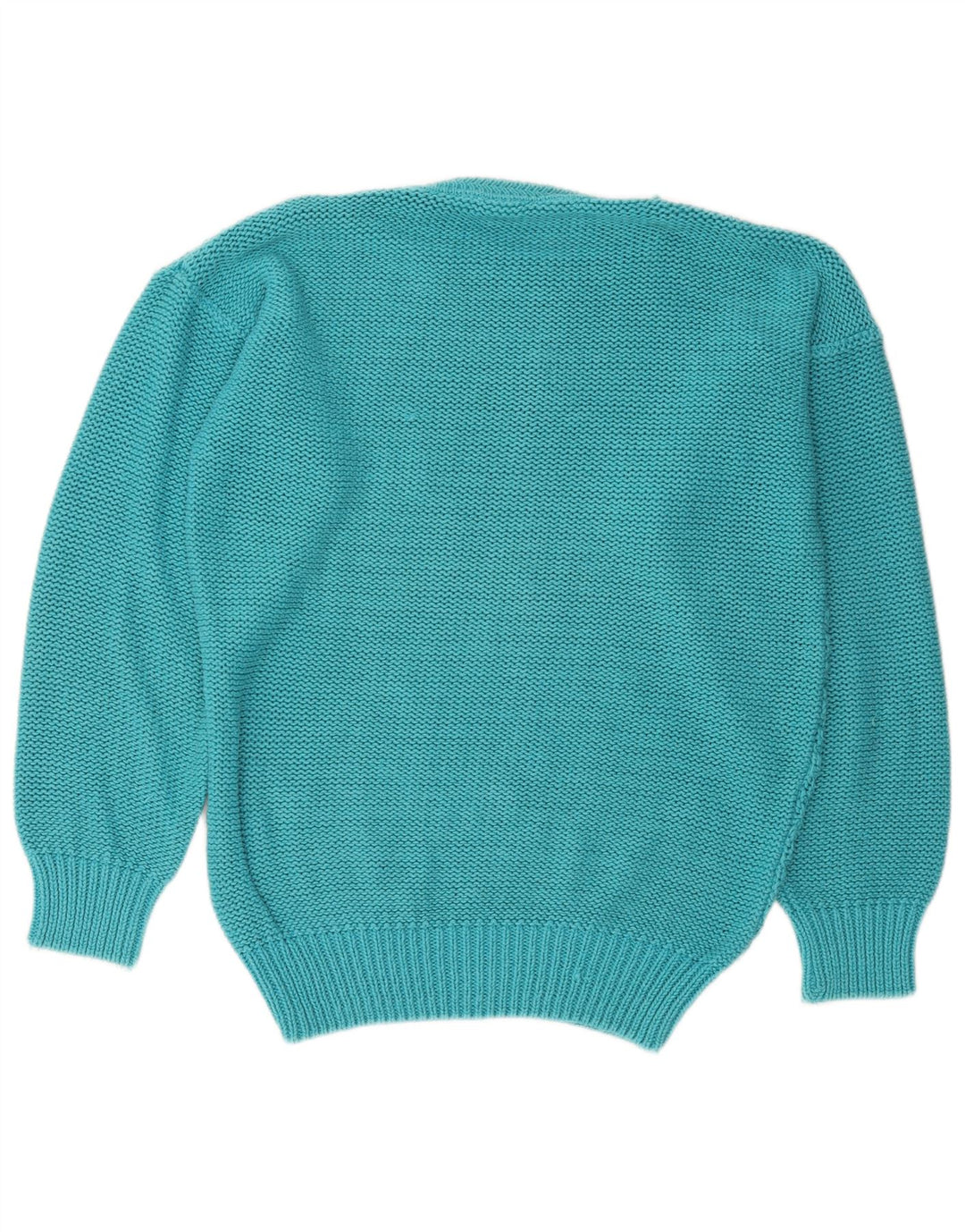 Suéter feminino vintage com gola redonda EU 36/38 algodão azul médio