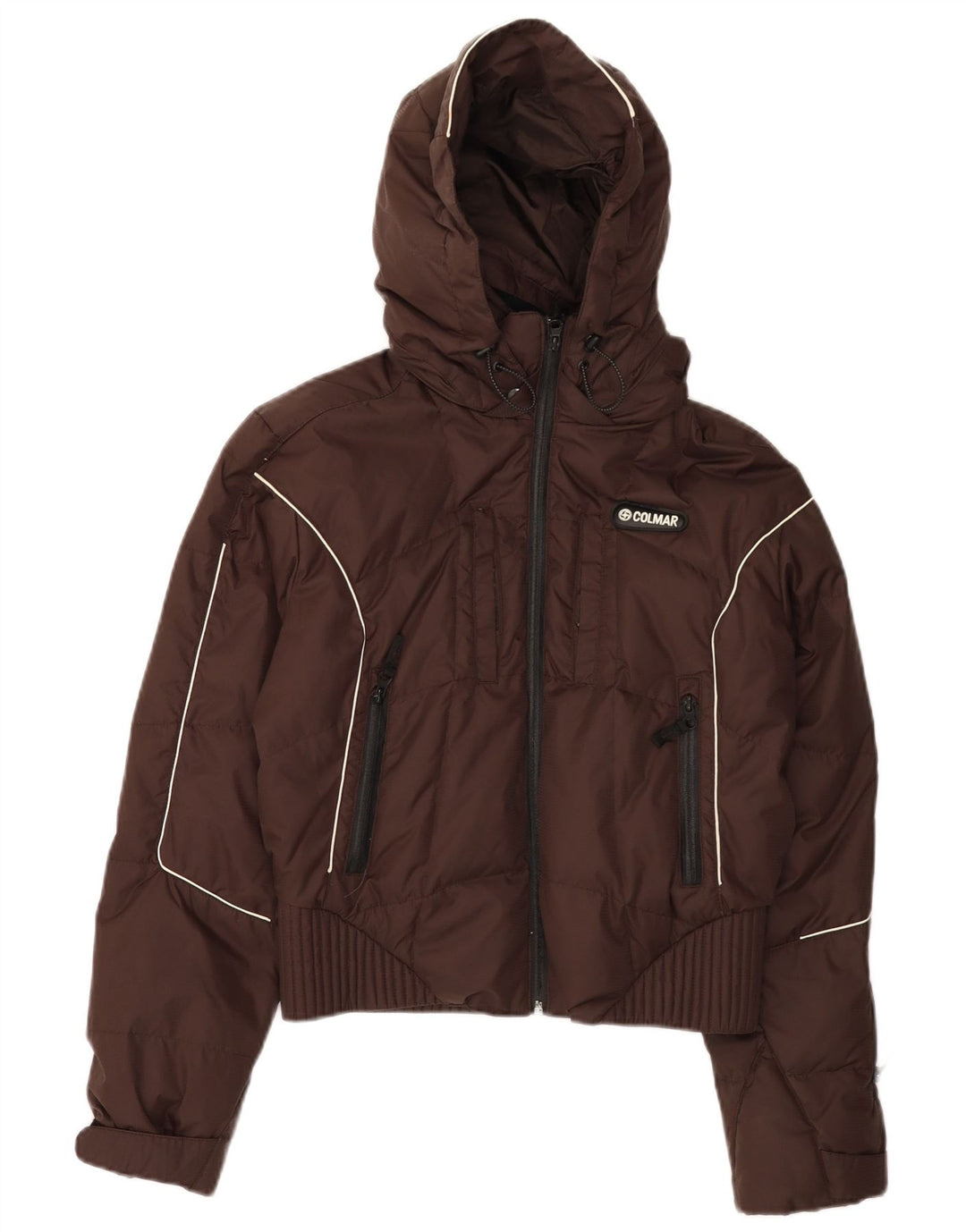 Jaqueta acolchoada com capuz feminino Colmar IT 42 poliamida marrom médio