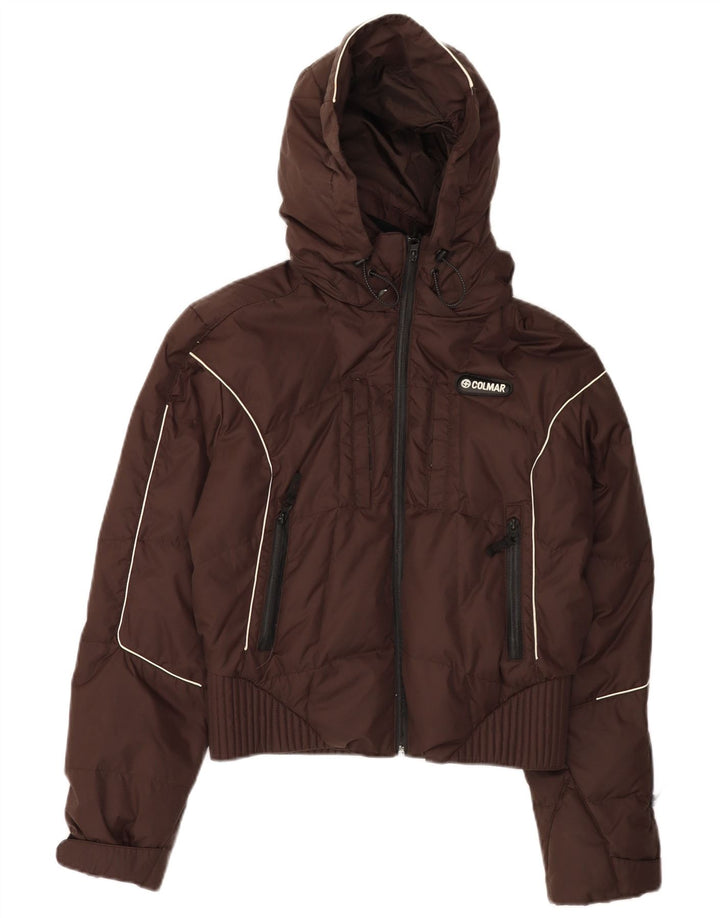 Jaqueta acolchoada com capuz feminino Colmar IT 42 poliamida marrom médio