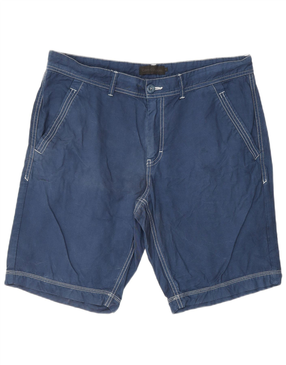 CALVIN KLEIN Mens Chino Shorts W34 Grande Algodão Azul