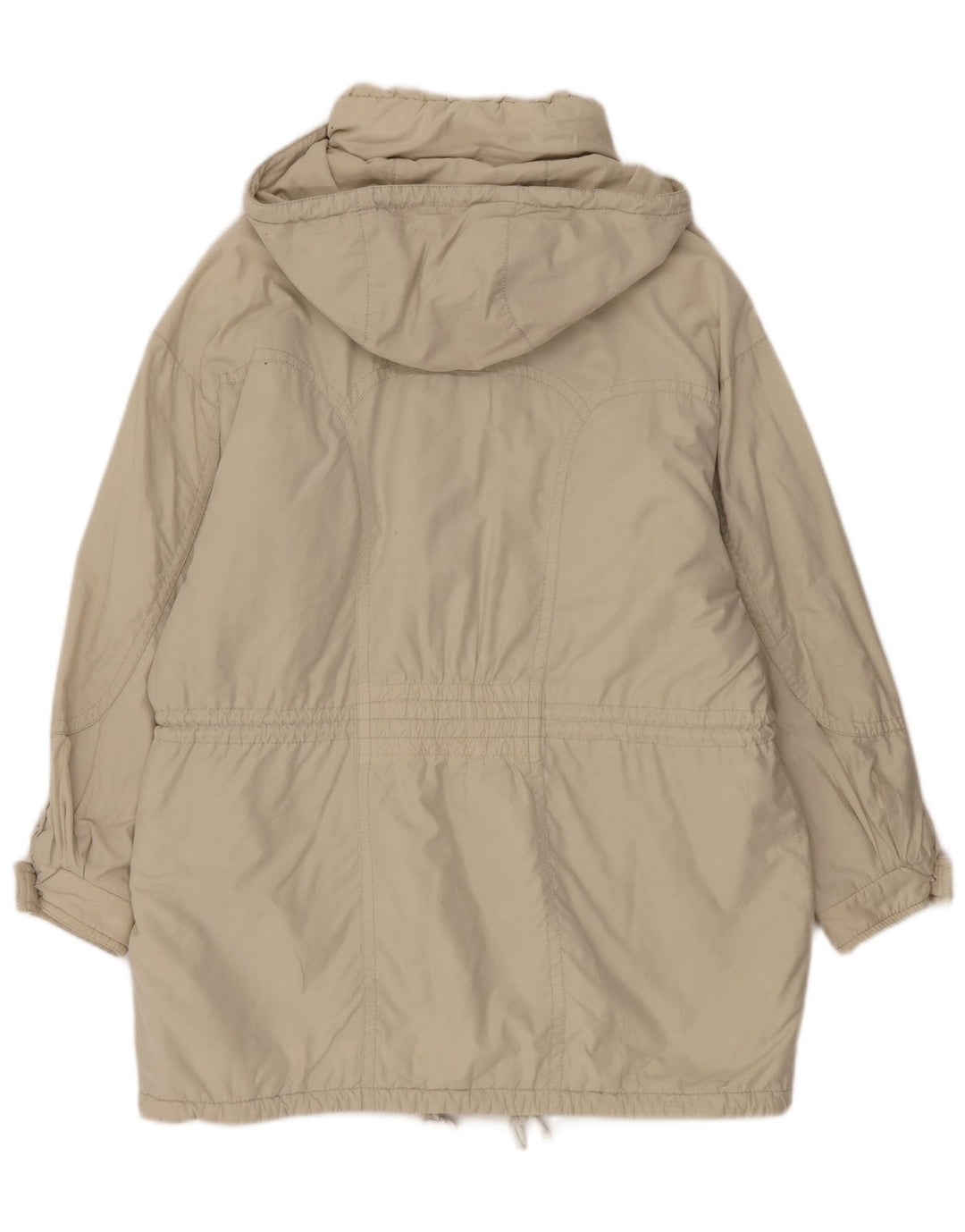 Casaco corta-vento superdimensionado com capuz feminino vintage EU 44 XL bege poliamida