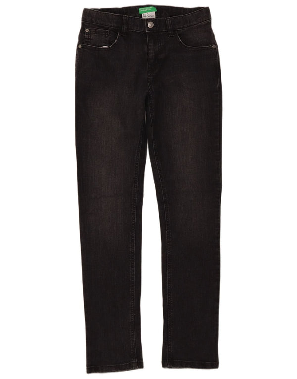 Benetton Boys Slim Jeans 11-12 Anos 2XL W28 L30 Cinza Algodão