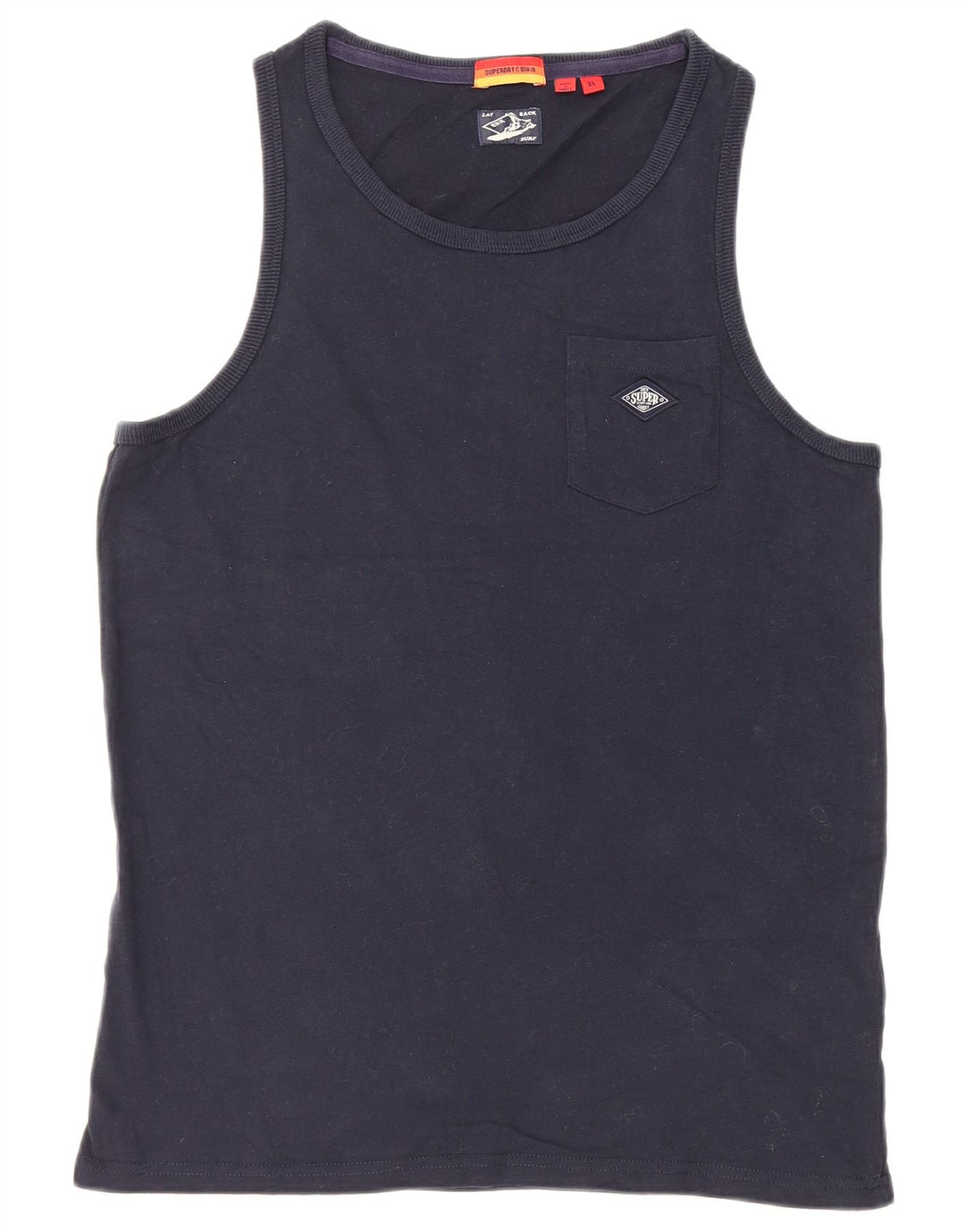 Colete feminino Superdry UK 18 XL algodão azul marinho