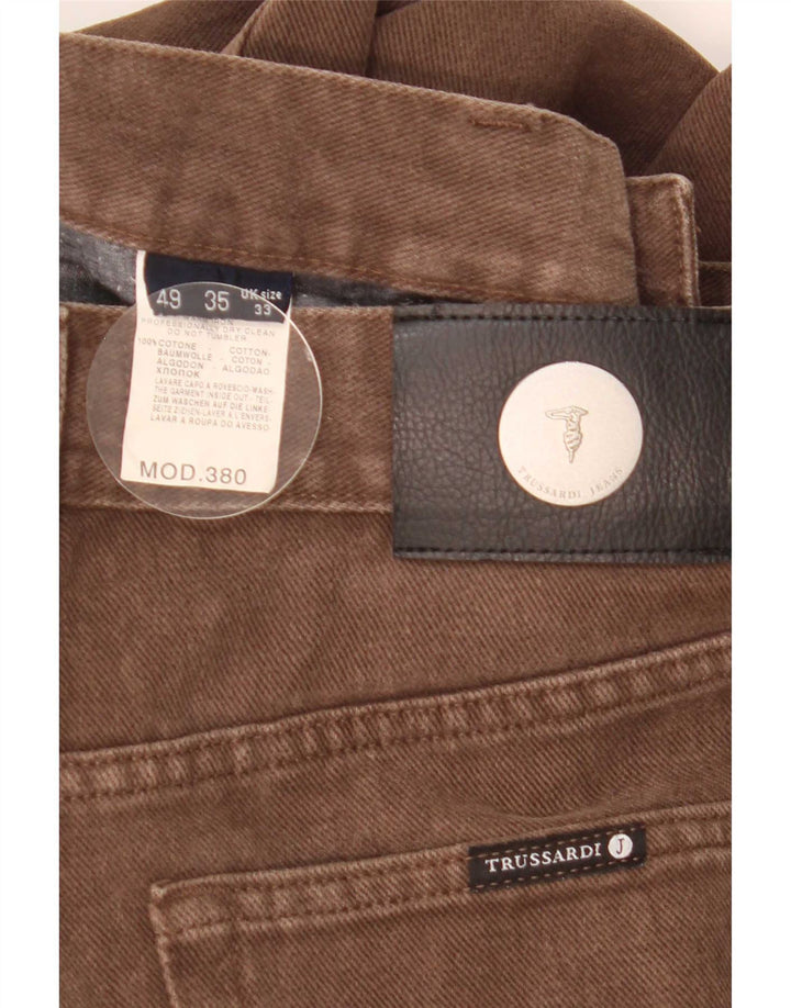 Trussardi Calça jeans reta masculina W33 L30 algodão marrom