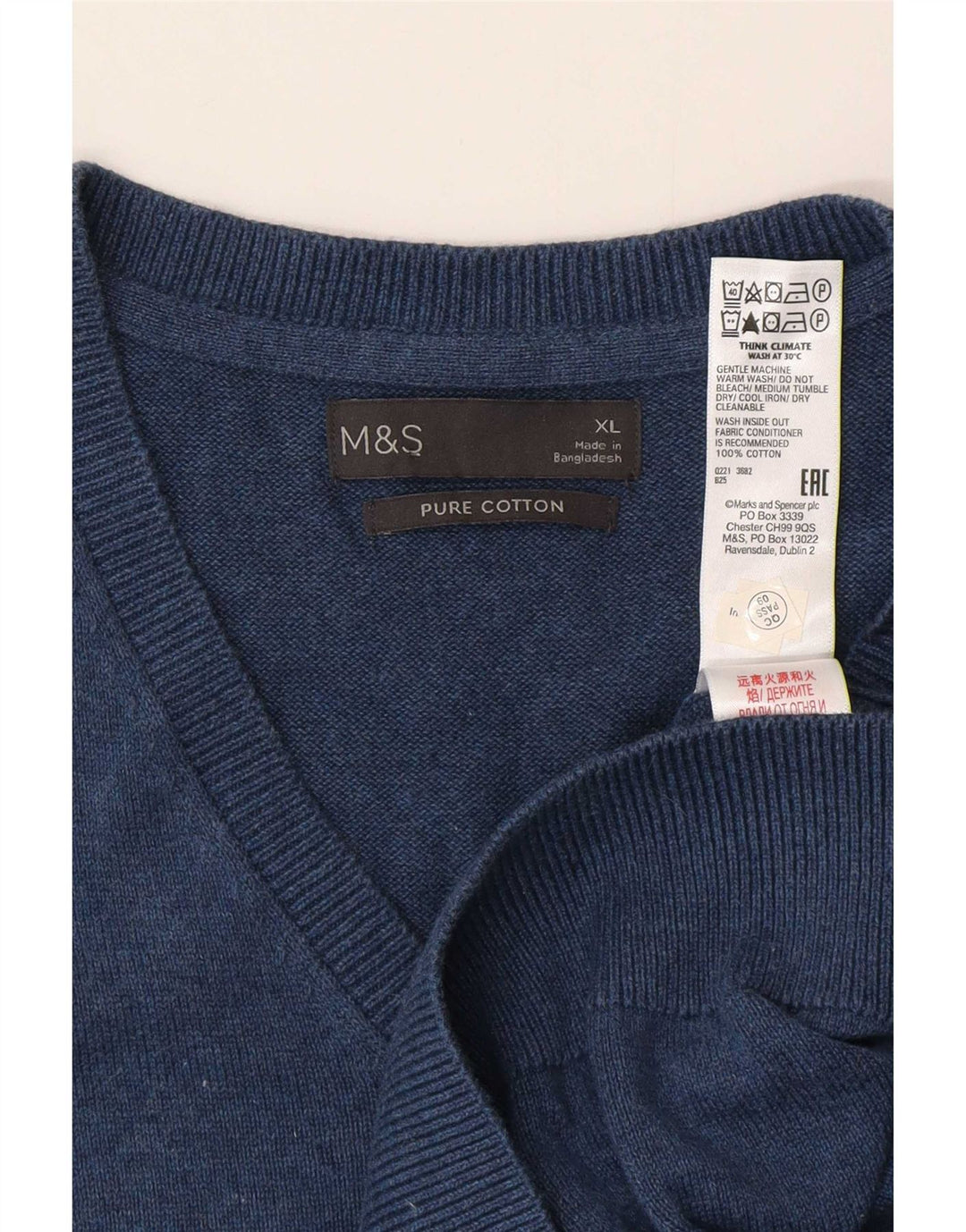 Regata masculina Marks & Spencer com colete XL de algodão azul marinho