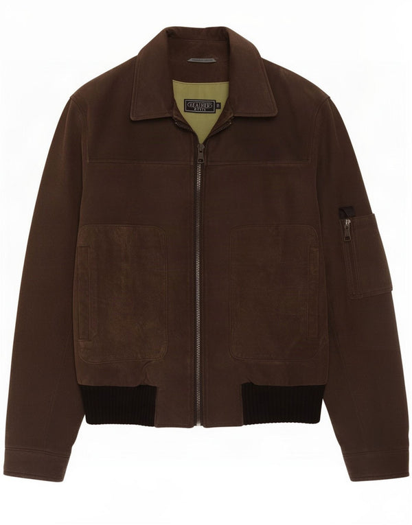 Jaqueta bomber masculina básica de camurça IT 50 grande couro marrom