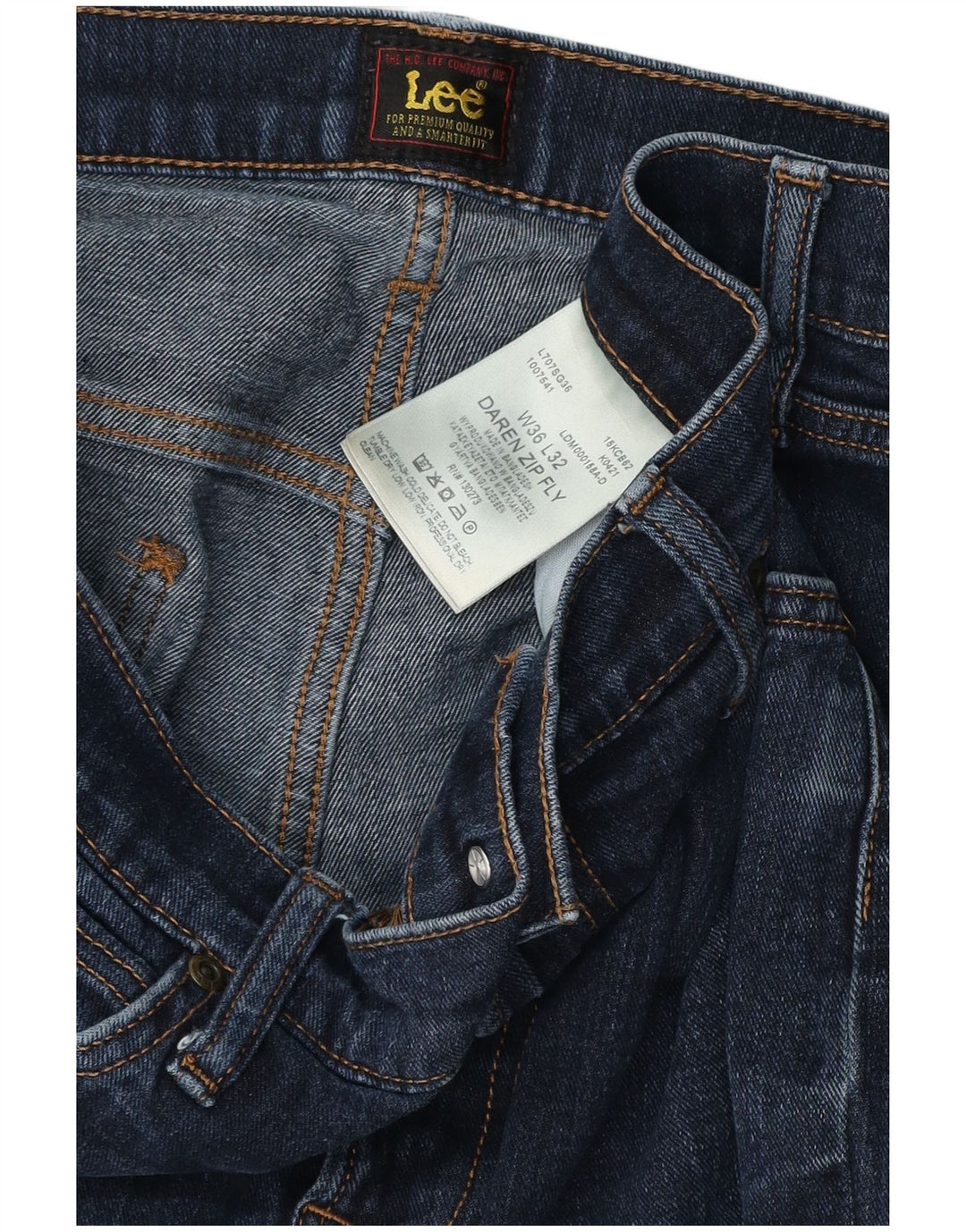 LEE Masculino Daren Zip Fly Straight Jeans W36 L32 Azul Algodão