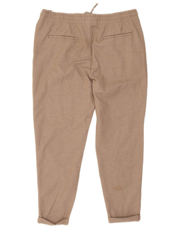 Calça feminina Zara Slim Cropped XL W34 L26 Poliéster Bege